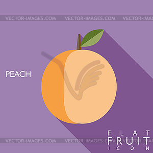 Peach flat icon with long shadow - vector image