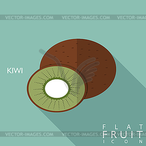 Kiwi flat icon with long shadow - vector clipart