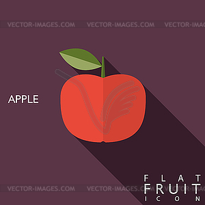 Apple flat icon with long shadow - vector image