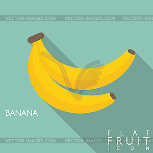 Banana flat icon with long shadow - color vector clipart