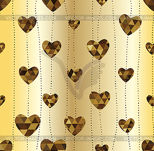 Garland with Golden hearts - vector image