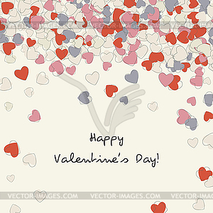 Postcard with hearts at top of Valentine - vector clipart