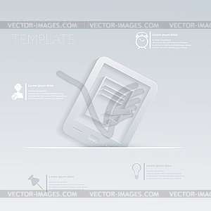 , tablet pad with sheet of paper. template graphic - vector clip art