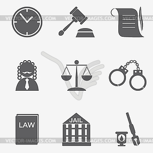 Law judge icon set, justice sign - vector clipart