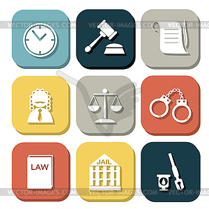 Law judge icon set, justice sign - vector image