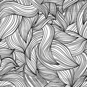 Monochrome seamless abstract hand-drawn wave - vector clip art