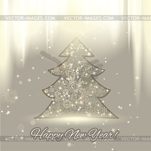 New year background with christmas tree and - vector image