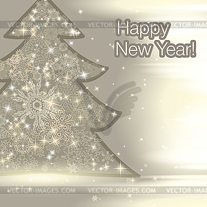 New year background with christmas tree and - royalty-free vector image