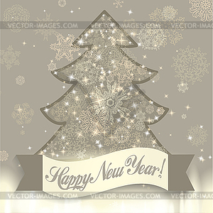 New year background with christmas tree and - vector image