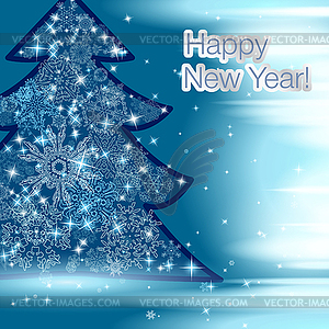 New year background with christmas tree and - vector image