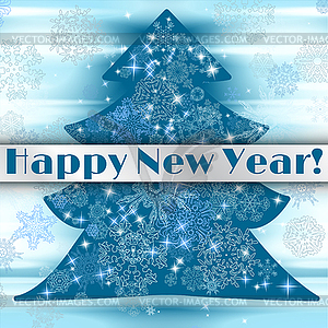 New year background with christmas tree and - vector image