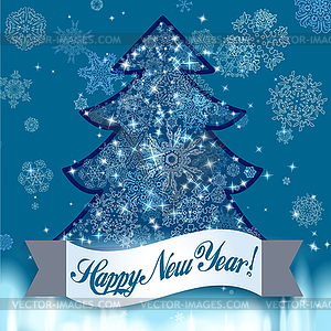 New year background with christmas tree and - vector clip art