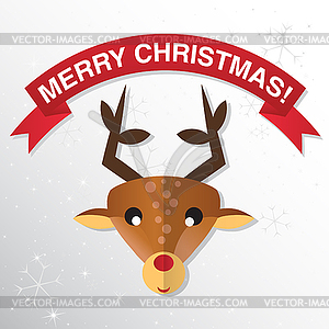 Christmas Greeting Card with reindeer - vector clipart