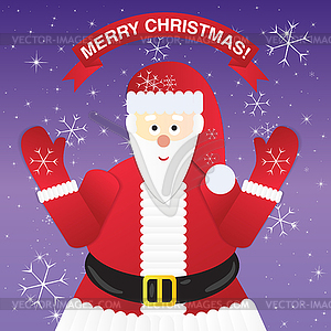 Christmas Greeting Card with Santa Claus. - vector clip art