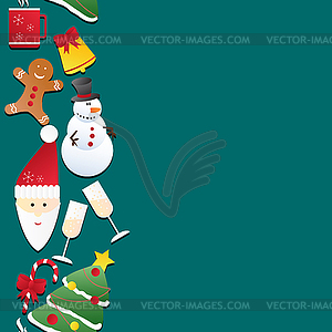 New year seamless border. Endless Christmas template - color vector clipart