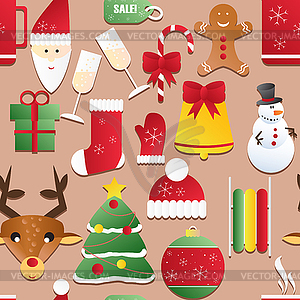 New year seamless pattern. Endless Christmas - vector clip art