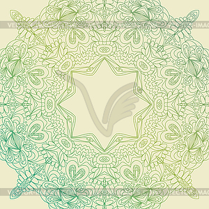 Circle lace hand-drawn ornament card. Ornamental - vector image