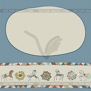 With horses, flower and patterns - vector clip art