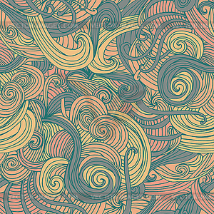 Abstract seamless hand-drawn wave pattern - vector clipart