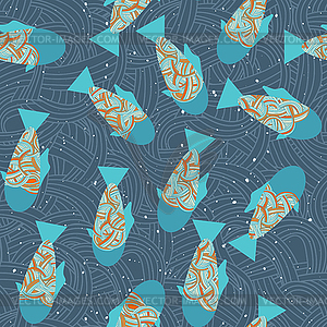 Рыба в море, подводный рисунок. бесшовных текстур - векторный клипарт Royalty-Free