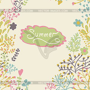 Border with abstract hand-drawn plants - vector clipart / vector image