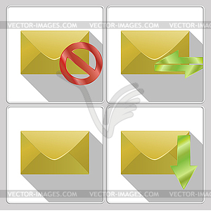 Set of icons four envelopes - vector image