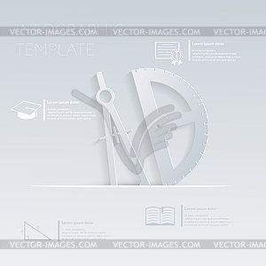 , compass and protractor. template graphic or - vector image