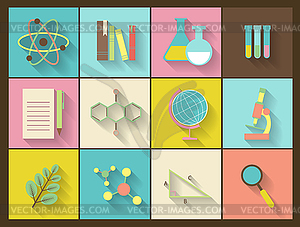 Set of flat education icons for design - vector image