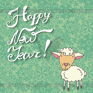 Greeting card with sheep - vector image