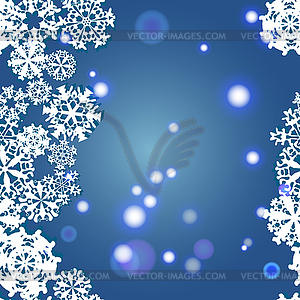 Снежинки зима бесшовные границ, бесшовные текстуры - векторная иллюстрация