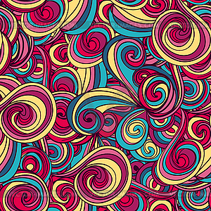 Seamless wave hand-drawn pattern, waves background - vector image