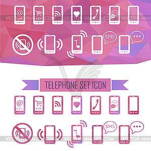 Icons with smartphone. effect of crystal - vector clipart