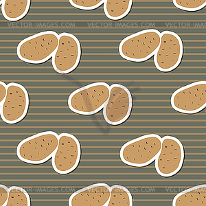 Potato pattern. Seamless texture with ripe potatoes - vector image
