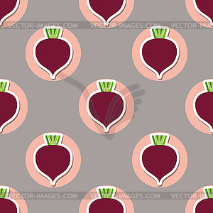 Beet pattern. Seamless texture with beetroot - vector clip art