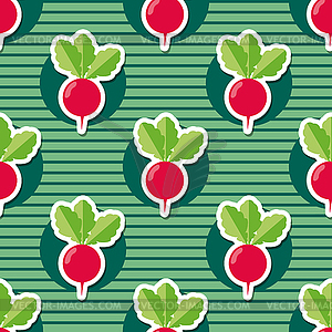 Radish pattern. Seamless texture with ripe radishes - vector clipart