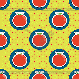 Tomato pattern. Seamless texture with ripe red - vector image