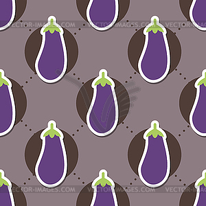 Eggplant pattern. Seamless texture with ripe - vector clip art