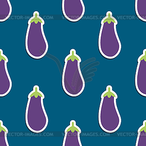 Eggplant pattern. Seamless texture with ripe - vector image
