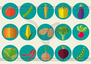 Vegetable icon set. vegetables symbol - royalty-free vector clipart