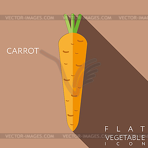 Морковь с плоским значок с длинной тенью - клипарт в векторном виде