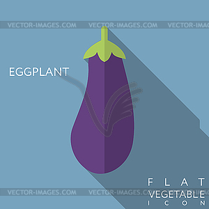 Eggplant flat icon with long shadow - vector clip art