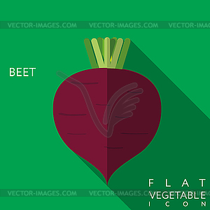 Beet flat icon with long shadow - vector clip art