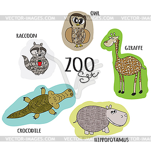 Cartoon zoo set - vector image