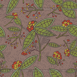 Cranberry pattern with leaves and berries - vector clipart