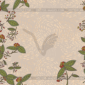 Cranberry border pattern with leaves and berries - royalty-free vector clipart