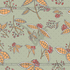 Cranberry pattern with leaves and berries - vector clipart