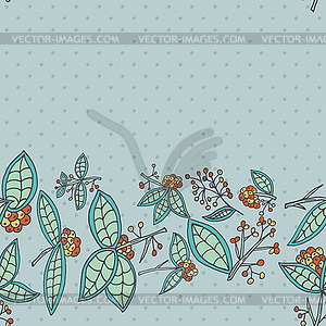 Cranberry border pattern with leaves and berries - vector clipart