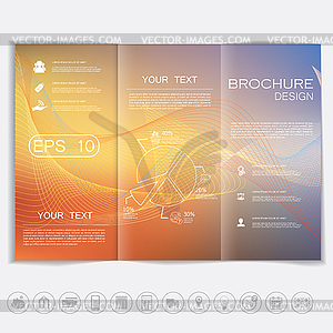 Tri-Fold Brochure mock up design. Smooth unfocused - vector clipart