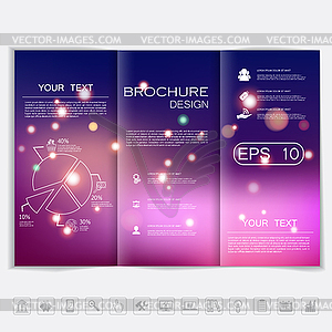 Tri-Fold Брошюра макете дизайна. Гладкая сфокусировано - векторное изображение клипарта