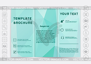 Tri-Fold Brochure mock up design. Polygonal - vector image